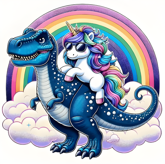 unicorn rides dino